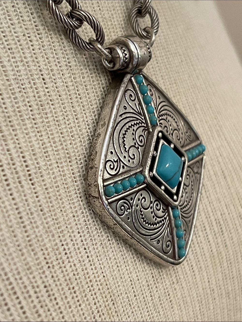 Brighton Primrose Pendant Necklace Silver-Turquoise - Picture 7 of 16